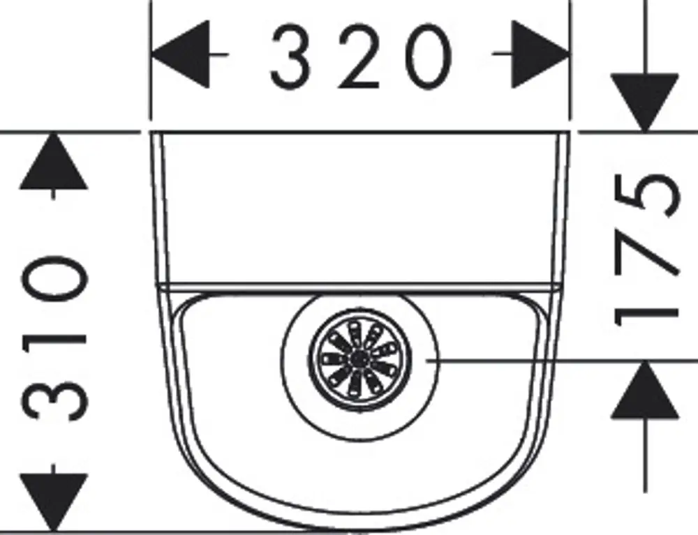 Weißes Urinal mit abgerundeter Form, Zulauf von hinten und Ablauf nach unten/hinten. Produktelement von Hansgrohe, spülrandlos gestaltet.